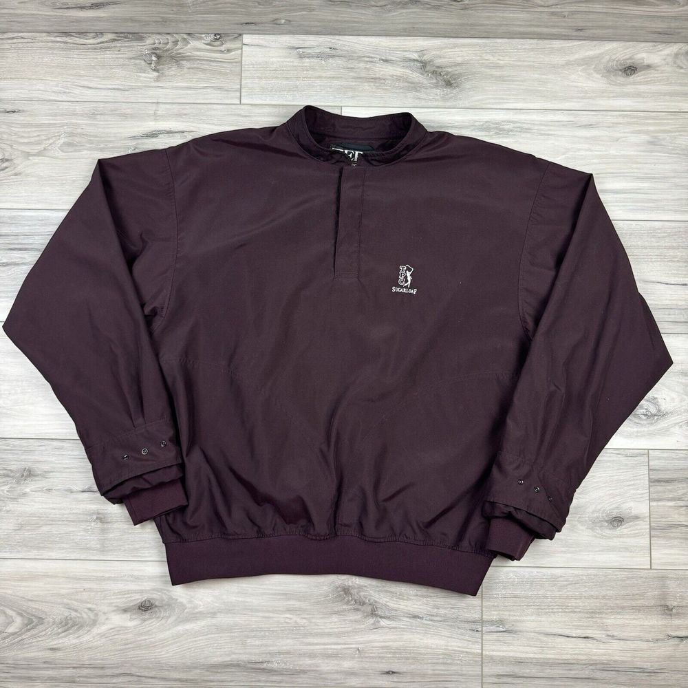 Zero Restriction Golf Windbreaker Jacket Men's Large Burgundy‎ TPC Sugarloaf